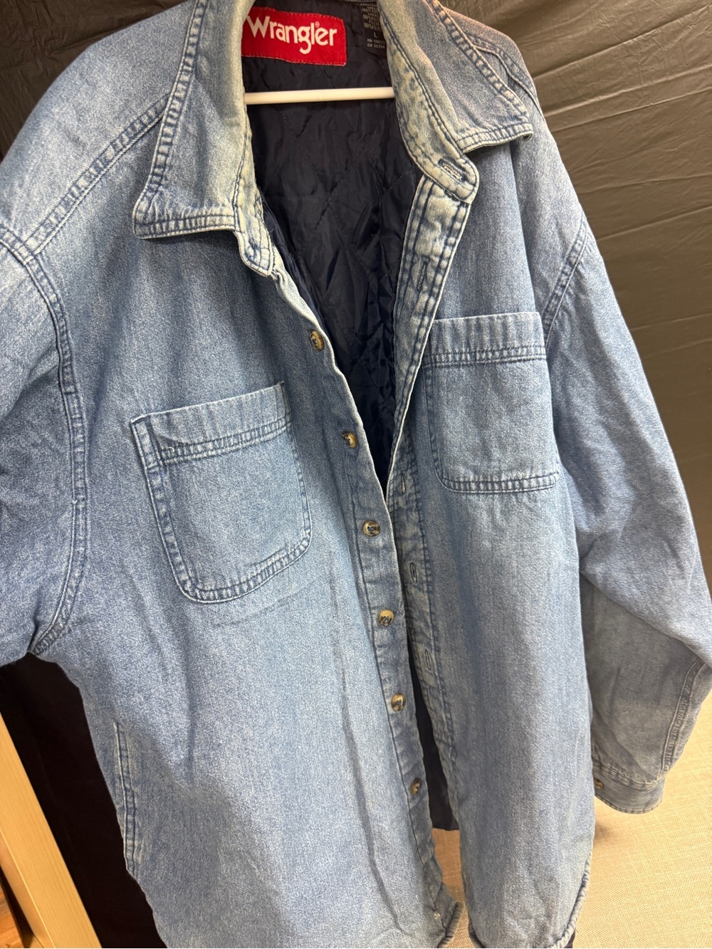 Wrangler Light Blue Quilted-Lined Denim Jacket large